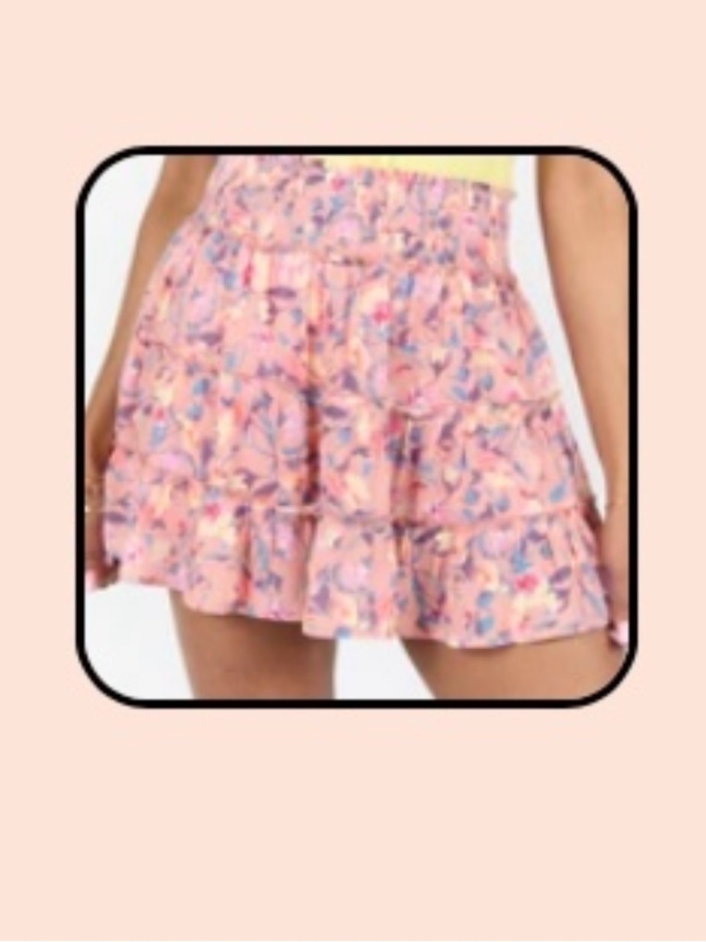 Pink Lily NWOT “Through the Garden” Coral Floral Skort